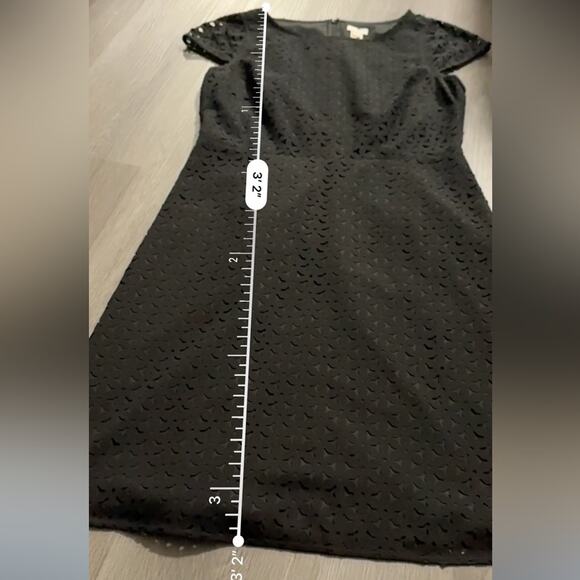 J. Crew Factory Laser-Cut Black Short Cap Sleeve A-Line Mini Dress Size 6 - Picture 8 of 8